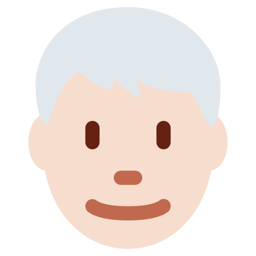 Man Light Skin Tone White Hair