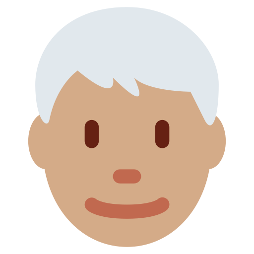 Man Medium Skin Tone White Hair