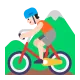 man mountain biking: light skin tone Flat