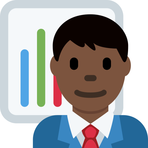 man office worker: dark skin tone