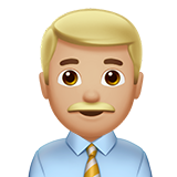 man office worker: medium-light skin tone Apple Emoji