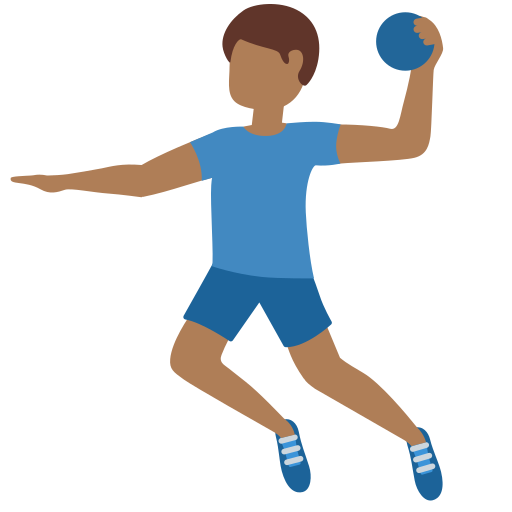 man playing handball: medium-dark skin tone