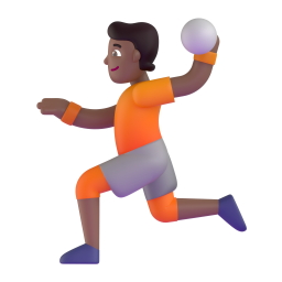man playing handball: medium-dark skin tone 3D