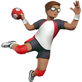 man playing handball: medium skin tone Apple Emoji