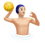 man playing water polo: light skin tone