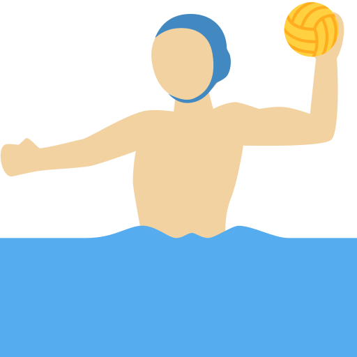 man playing water polo: medium-light skin tone