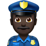 man police officer: dark skin tone Apple Emoji