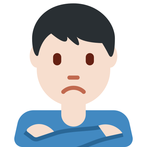 man pouting: light skin tone