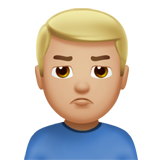 man pouting: medium-light skin tone Apple Emoji