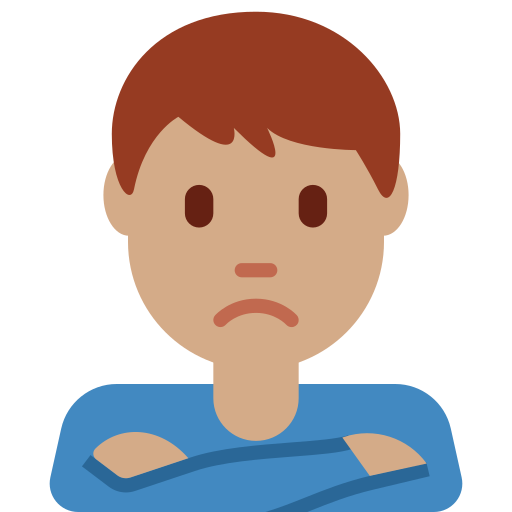 man pouting: medium skin tone