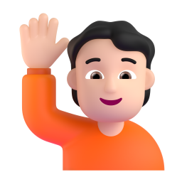 man raising hand: medium-light skin tone 3D