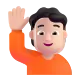 man raising hand: medium-light skin tone Color