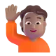 man raising hand: medium skin tone Color
