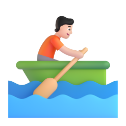 man rowing boat: light skin tone 3D
