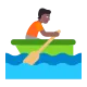 man rowing boat: medium-dark skin tone Flat