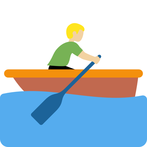 man rowing boat: medium-light skin tone