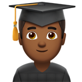man student: medium-dark skin tone Apple Emoji