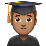 man student: medium skin tone Apple Emoji