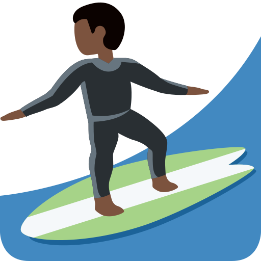 man surfing: dark skin tone