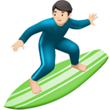 man surfing: light skin tone Apple Emoji