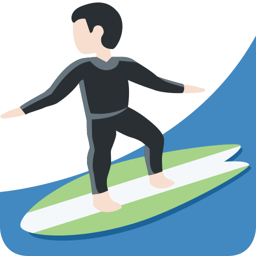 man surfing: light skin tone