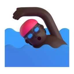 man swimming: dark skin tone 3D