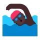 man swimming: dark skin tone Flat
