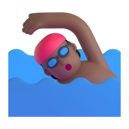man swimming: medium-dark skin tone 3D