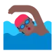 man swimming: medium-dark skin tone Flat