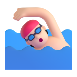 man swimming: medium-light skin tone 3D