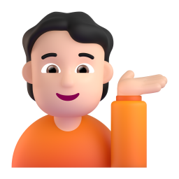 man tipping hand: light skin tone 3D
