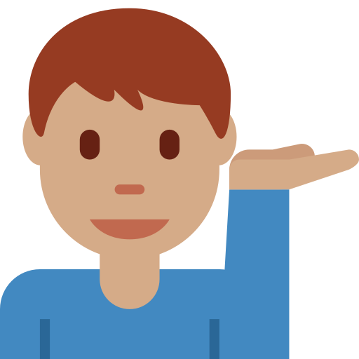 man tipping hand: medium skin tone