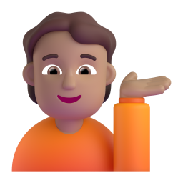man tipping hand: medium skin tone 3D