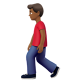 man walking: medium-dark skin tone Apple Emoji