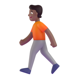 man walking: medium-dark skin tone 3D