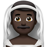 Man With Veil Dark Skin Tone Apple Emoji