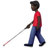 Man With White Cane Dark Skin Tone Apple Emoji
