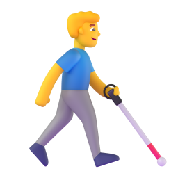 Man with White Cane Facing Right 3D