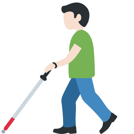 Man With White Cane Light Skin Tone