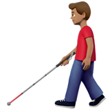 Man With White Cane Medium Skin Tone Apple Emoji