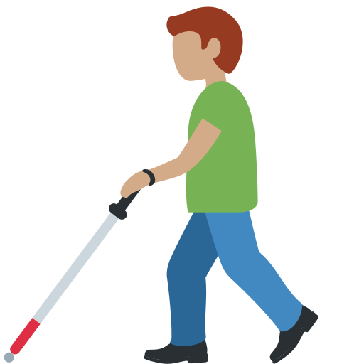 Man With White Cane Medium Skin Tone