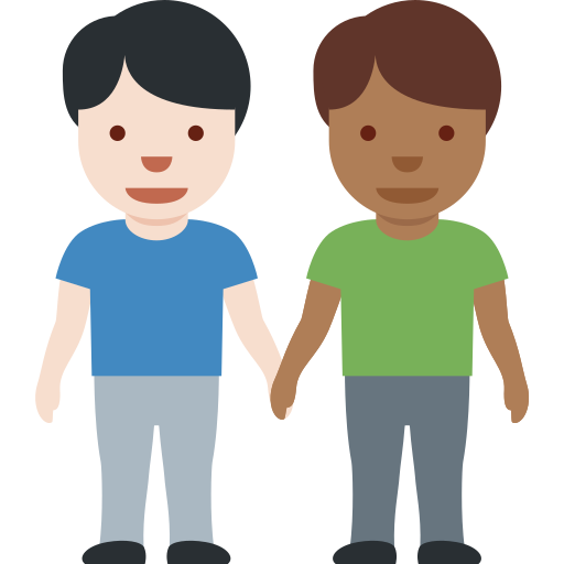 Men Holding Hands Light Skin Tone Medium Dark Skin Tone