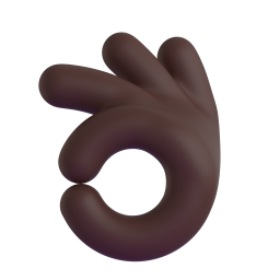 OK hand: dark skin tone 3D