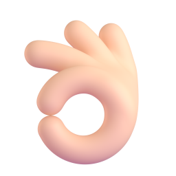OK hand: light skin tone 3D