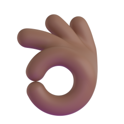 OK hand: medium-dark skin tone 3D