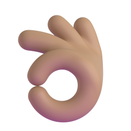 OK hand: medium skin tone 3D