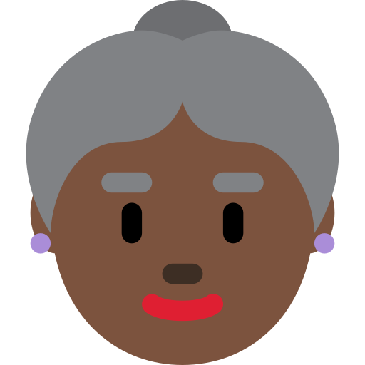 old woman: dark skin tone