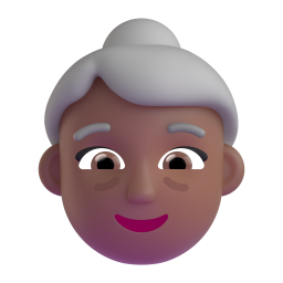 old woman: medium-dark skin tone 3D