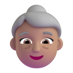 old woman: medium skin tone 3D