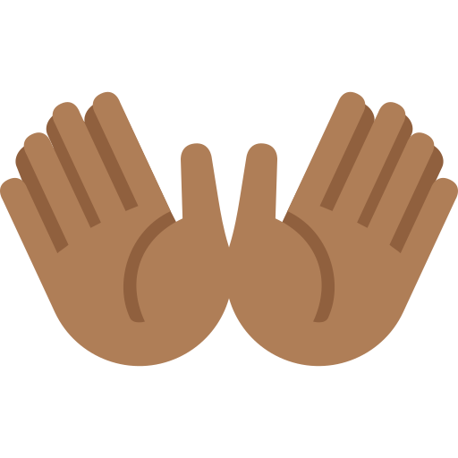 open hands: medium-dark skin tone